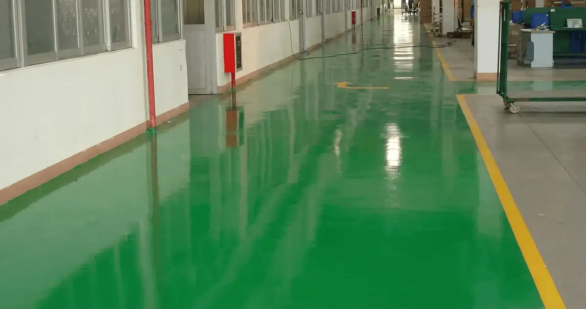 A factory floor professionally covered and marked with epoxy flooring in Wilmington, NC