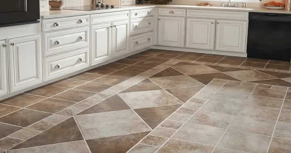 Kitchen with white cabinets and a professionally installed tile floor in Wilmington, NC